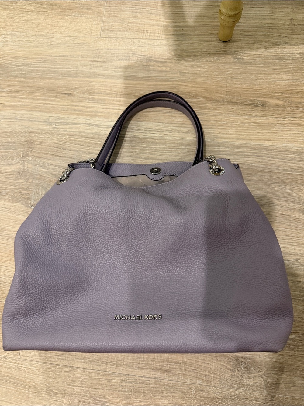 Michael Kors Lavender Pebble Leather Shoulder Bag with Silver Hardware